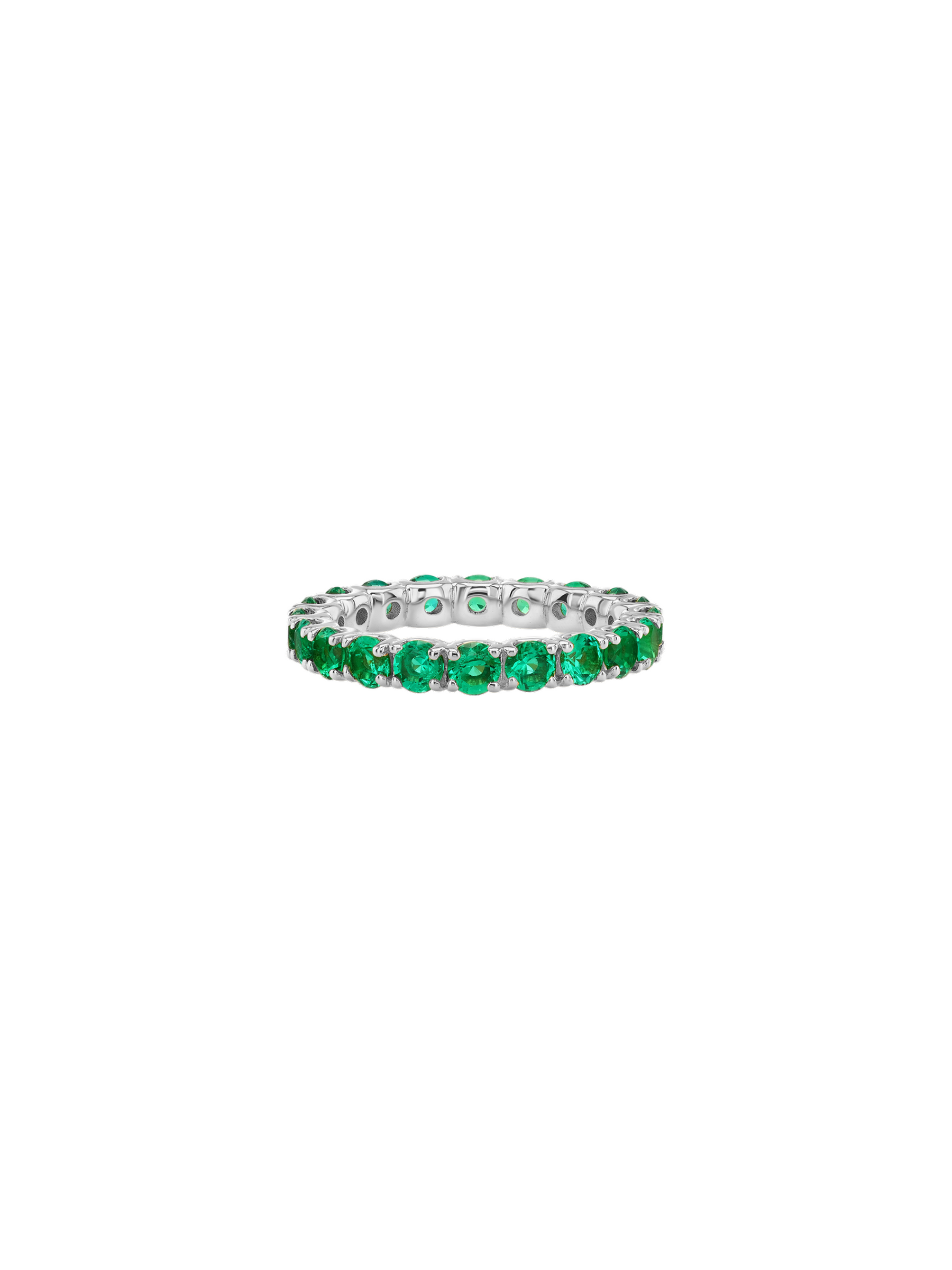 ROUND-CUT ETERNITY BAND IN LAB EMERALD, STERLING SILVER