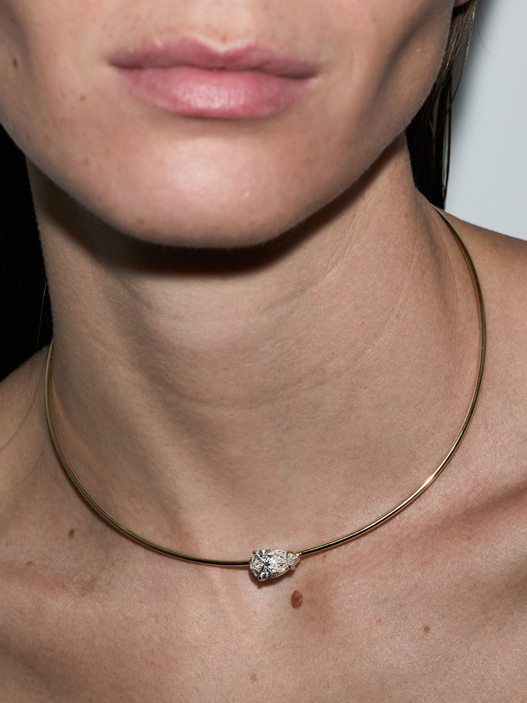 14K ROWE PEAR-CUT COLLAR IN 3 CTS LAB DIAMOND, 14K WHITE GOLD