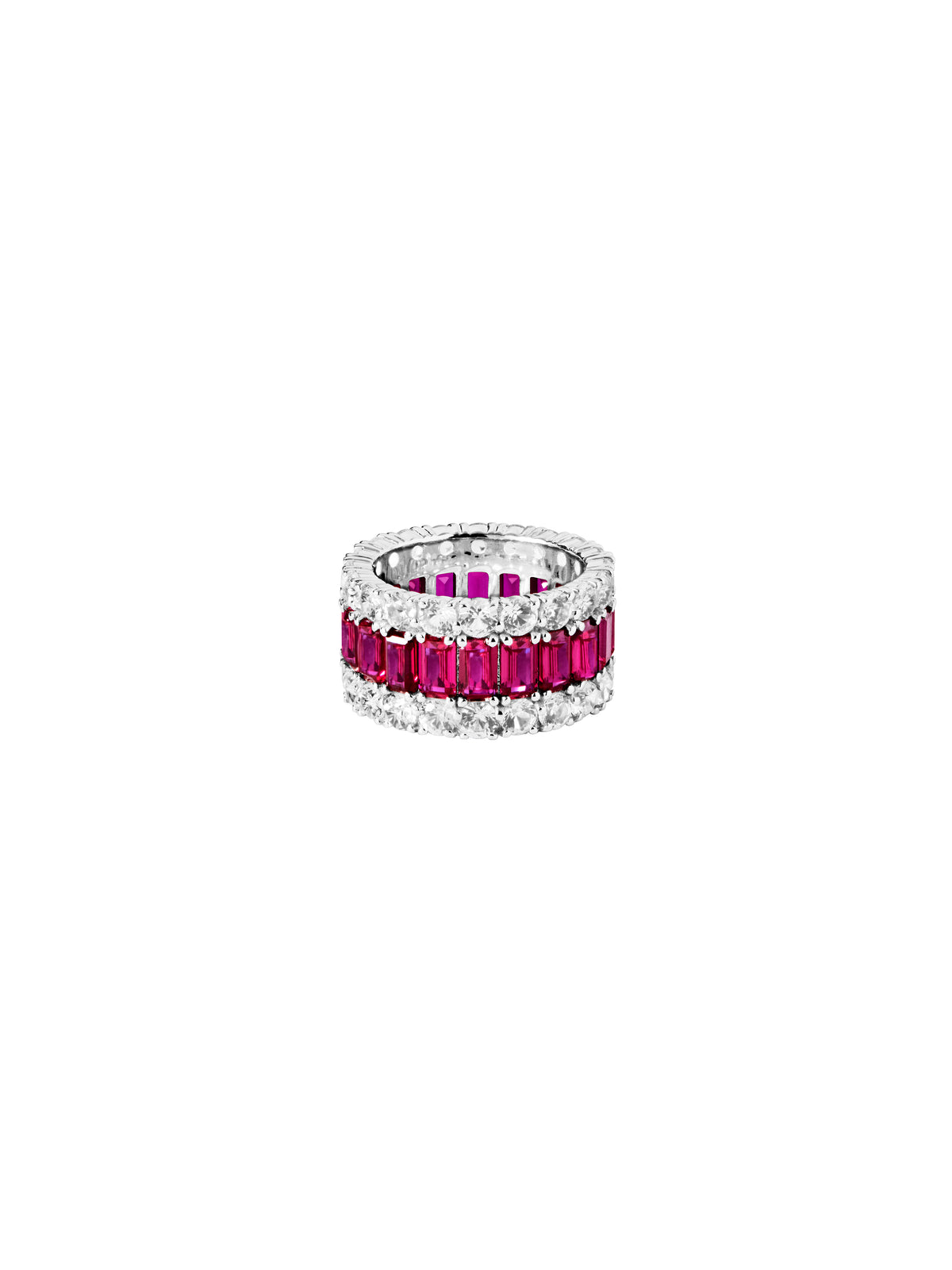 MAXIME THREE-ROW ETERNITY BAND IN LAB RUBY AND MOISSANITE