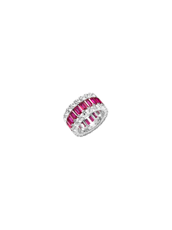 MAXIME THREE-ROW ETERNITY BAND IN LAB RUBY AND MOISSANITE