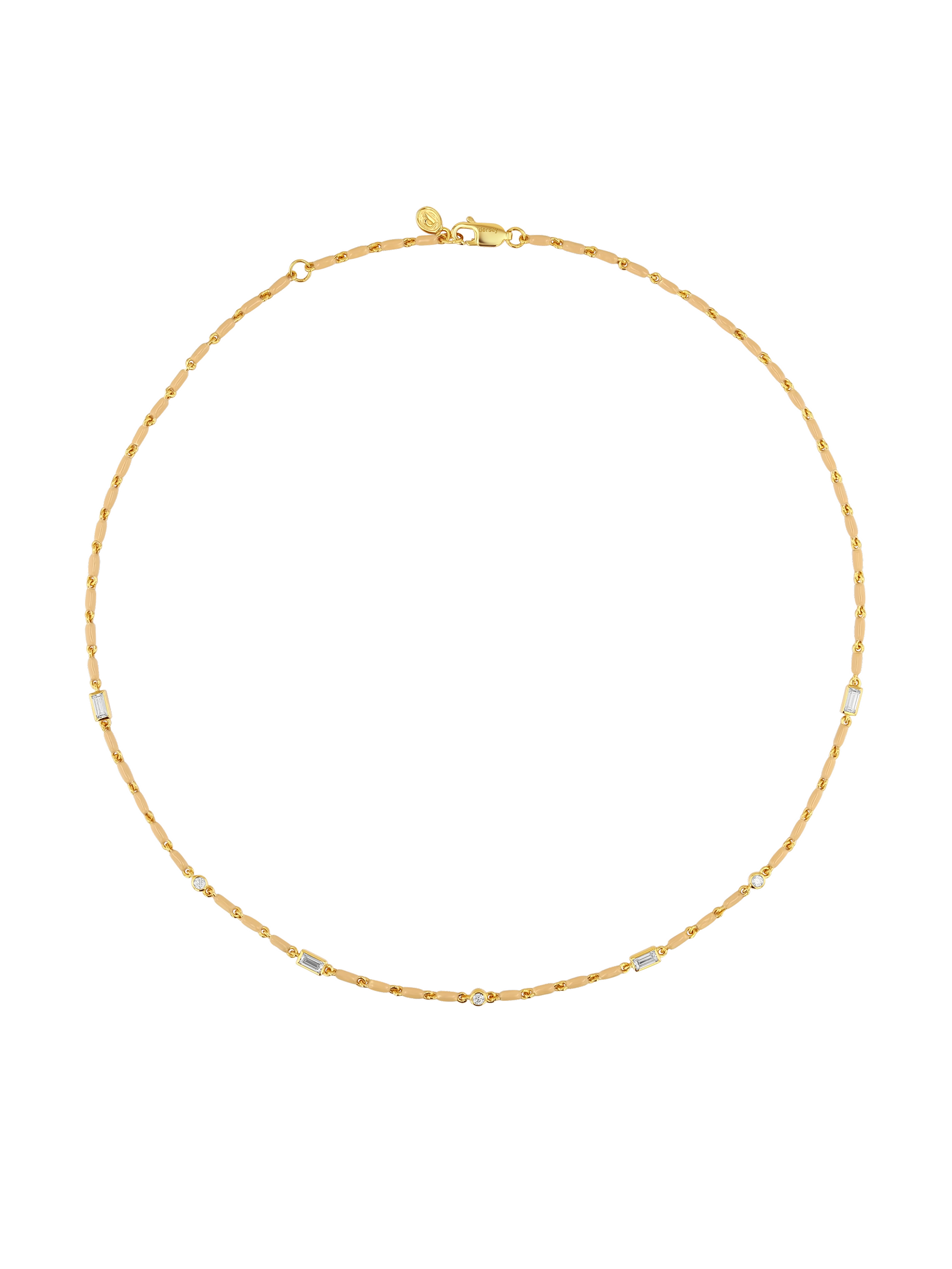 ENAMEL MOISSANITE NECKLACE IN SABLE, 18K GOLD VERMEIL