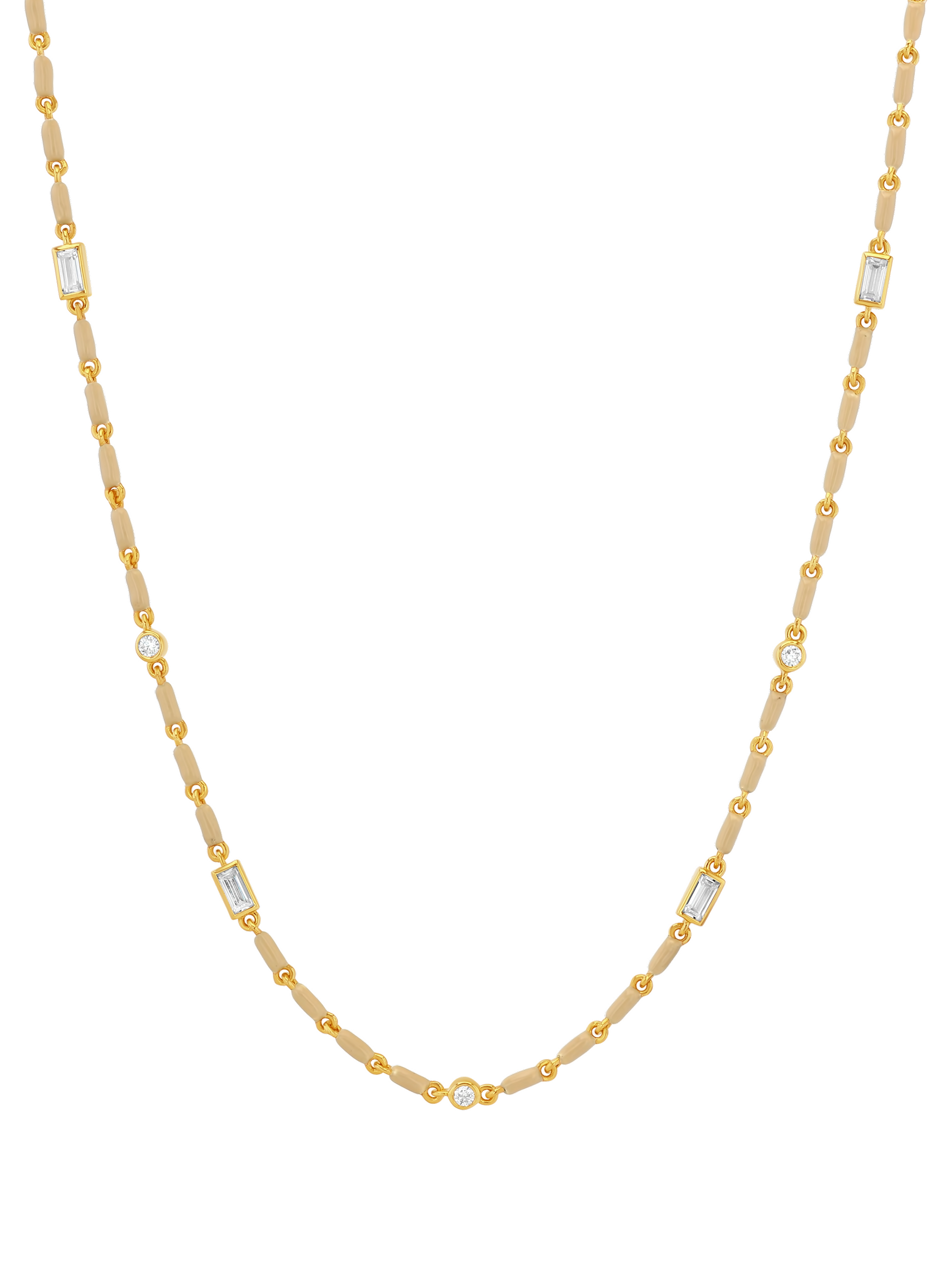 ENAMEL MOISSANITE NECKLACE IN SABLE, 18K GOLD VERMEIL