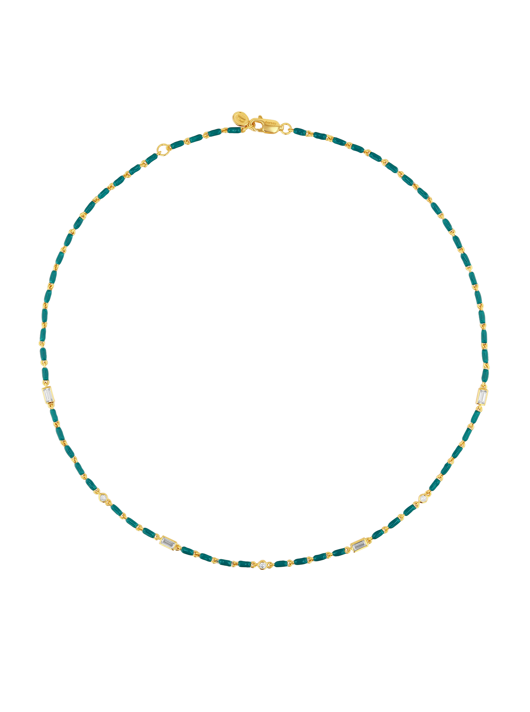 ENAMEL MOISSANITE NECKLACE IN SARCELLE, 18K GOLD VERMEIL