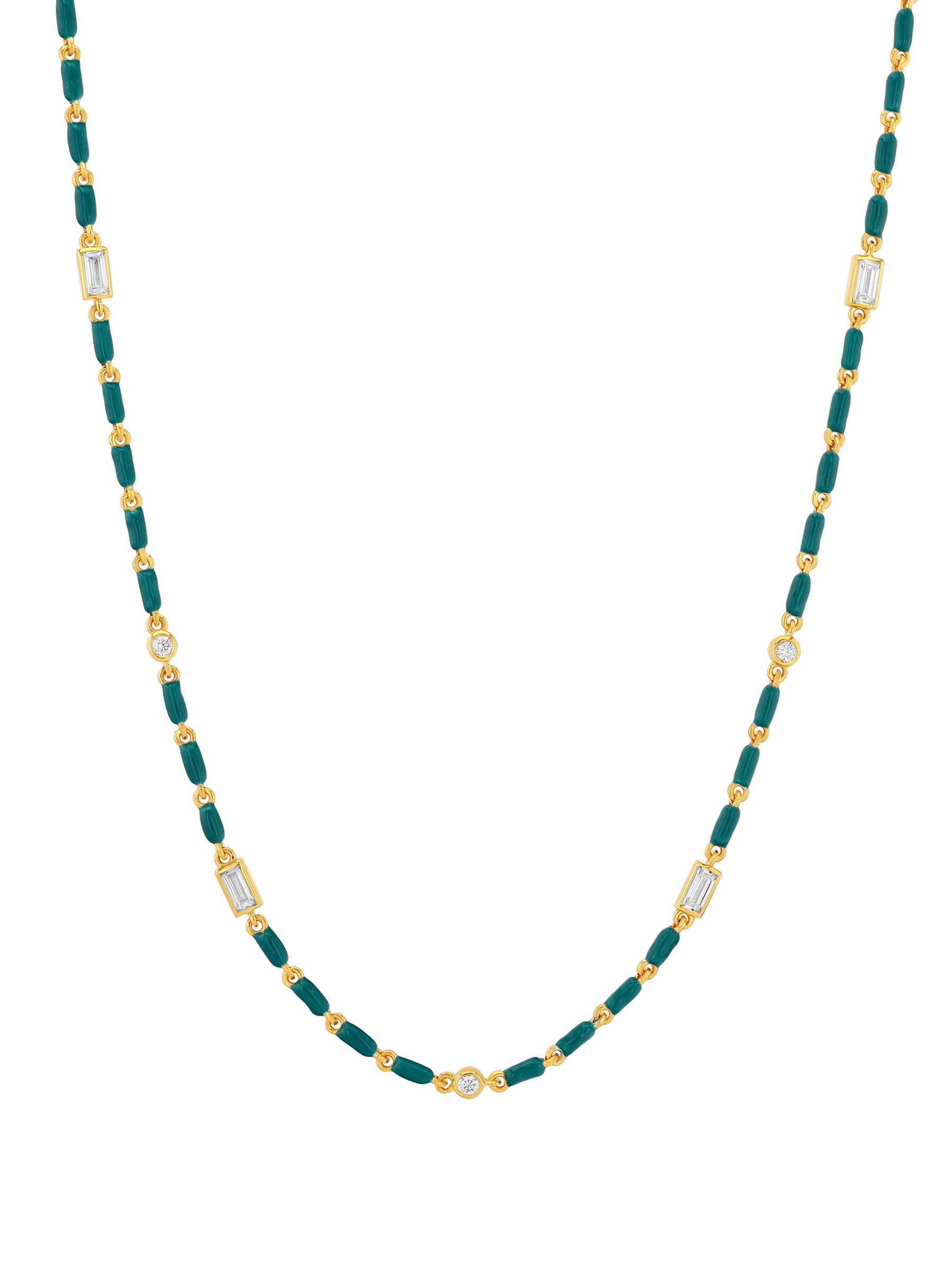 ENAMEL MOISSANITE NECKLACE IN SARCELLE, 18K GOLD VERMEIL