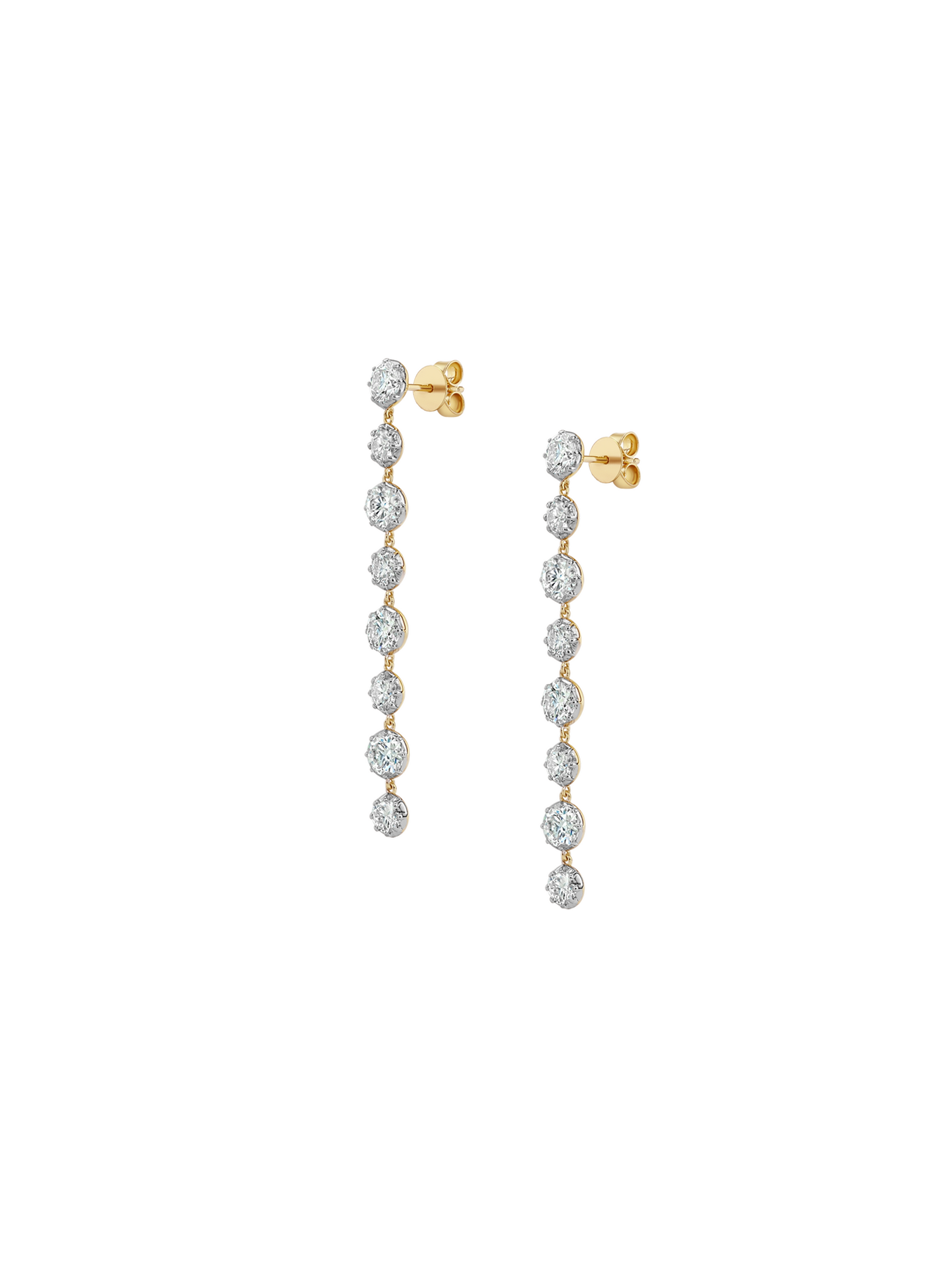 SHORT SYLVIE RIVIÈRE DROP EARRINGS IN MOISSANITE, GOLD VERMEIL WITH WHITE RHODIUM BEZEL