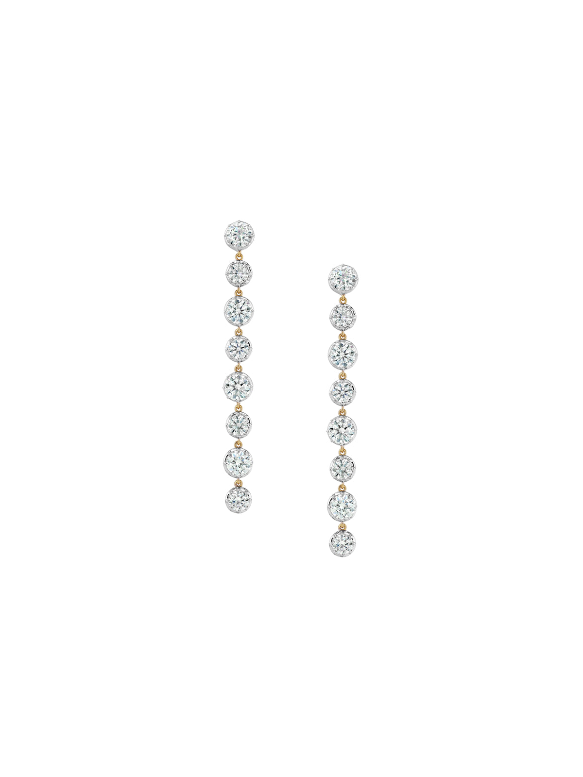 SHORT SYLVIE RIVIÈRE DROP EARRINGS IN MOISSANITE, GOLD VERMEIL WITH WHITE RHODIUM BEZEL