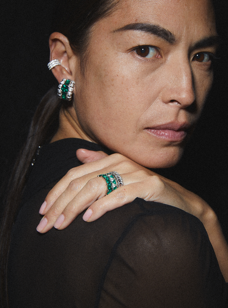 Emerald 2025 baguette earrings