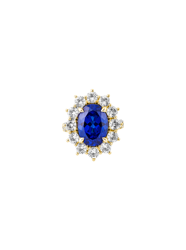 SPENCER, LAB-GROWN BLUE SAPPHIRE RING, GOLD