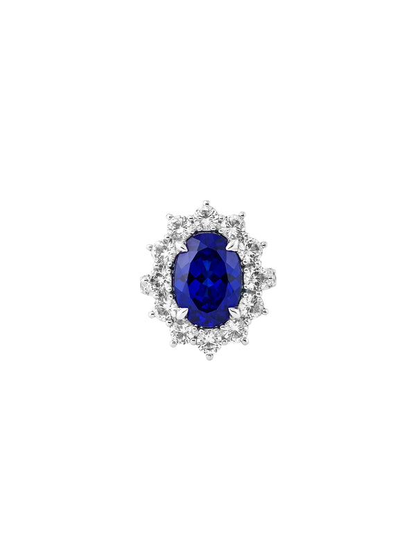 SPENCER, LAB-GROWN BLUE SAPPHIRE RING, SILVER