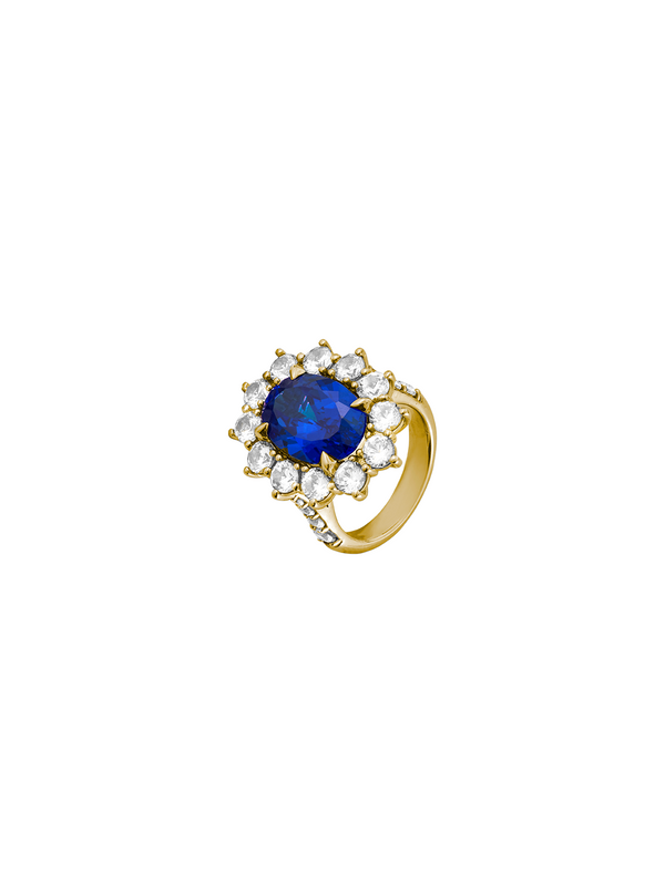 SPENCER, LAB-GROWN BLUE SAPPHIRE RING, GOLD