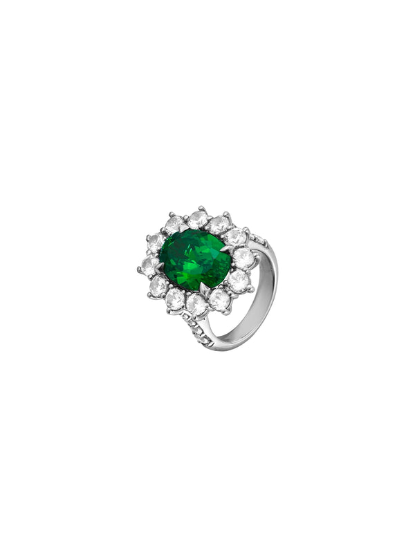 SPENCER, LAB-GROWN EMERALD RING, SILVER