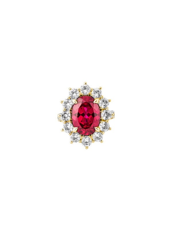 SPENCER, LAB-GROWN RED SAPPHIRE RING, GOLD