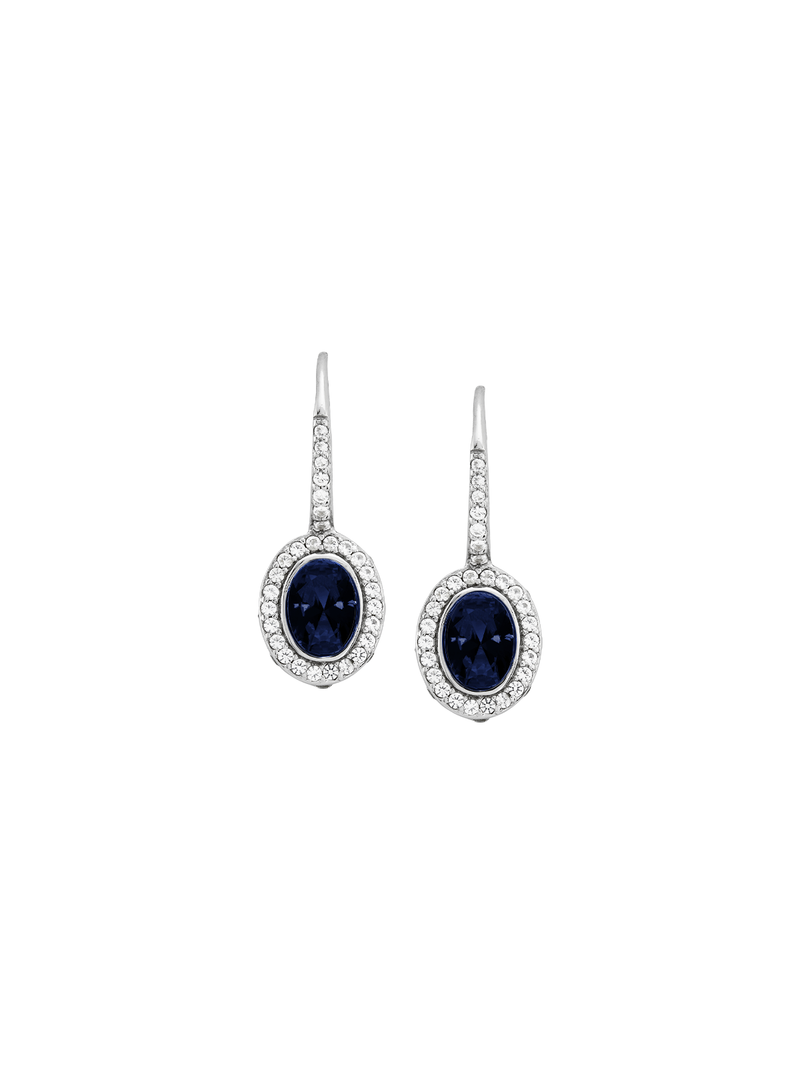 SABINE,  LAB-GROWN OVAL BLUE SAPPHIRE DROP EARRINGS