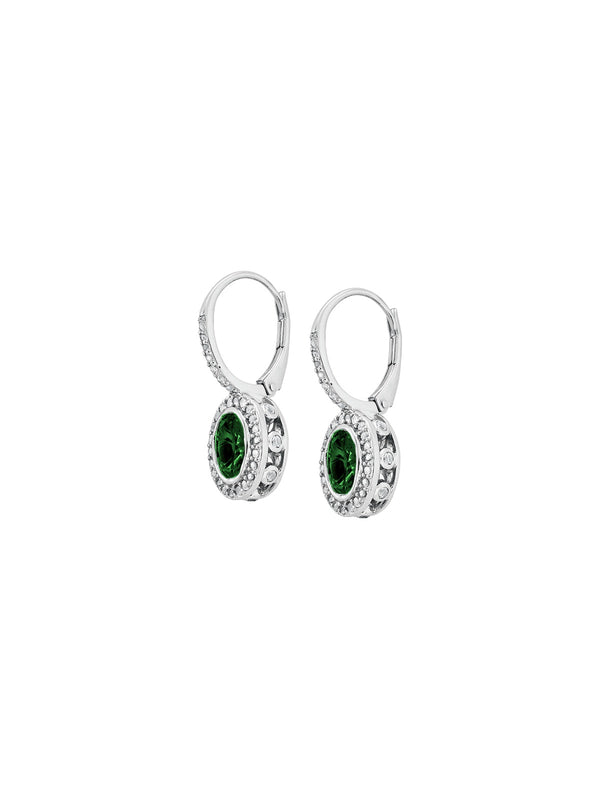 SABINE, NANO CRYSTAL EMERALD OVAL DROP EARRINGS