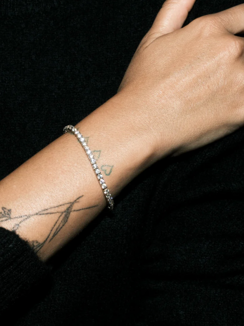 3mm round cut tennis bracelet in white gold deals