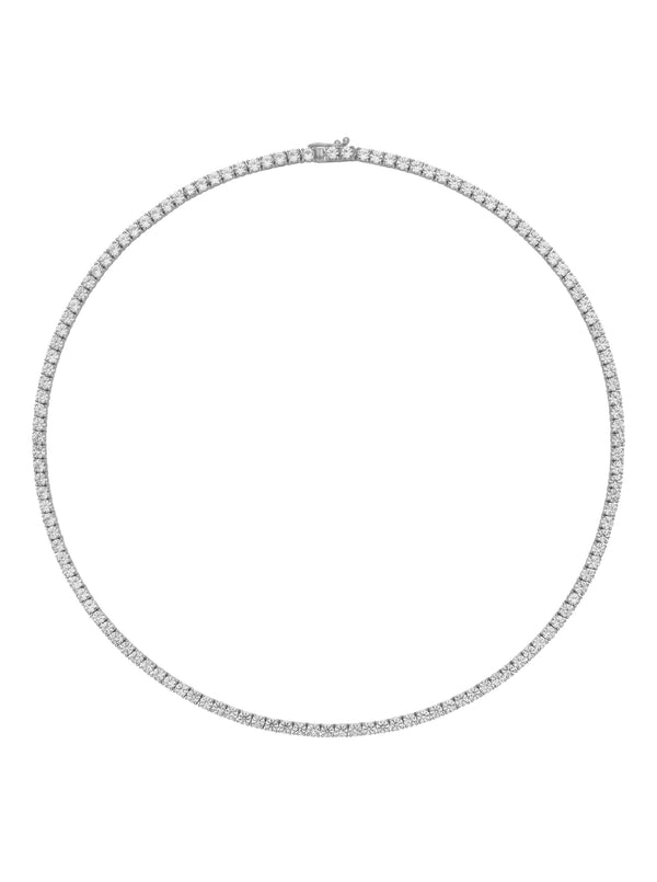 14K WHITE GOLD MOSS ROUND CUT, 3MM 4-PRONG, LAB-GROWN DIAMOND RIVIÈRE NECKLACE