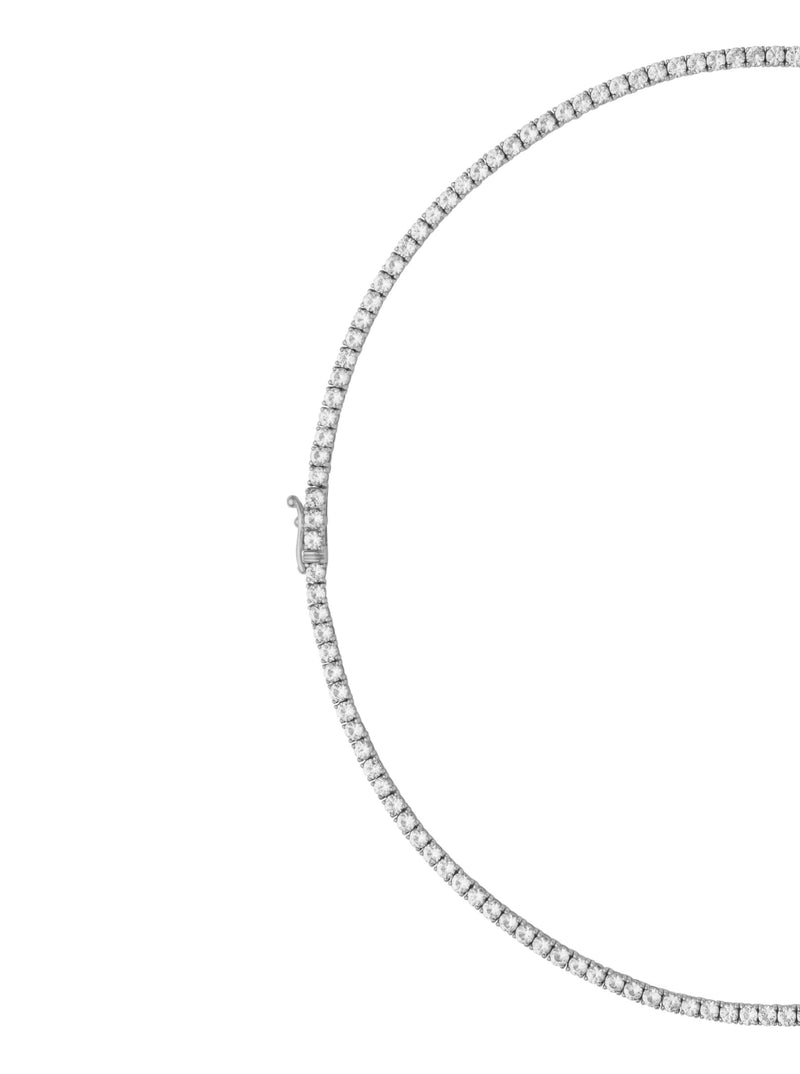 14K WHITE GOLD MOSS ROUND CUT, 2.5MM 4-PRONG, LAB-GROWN DIAMOND RIVIÈRE NECKLACE