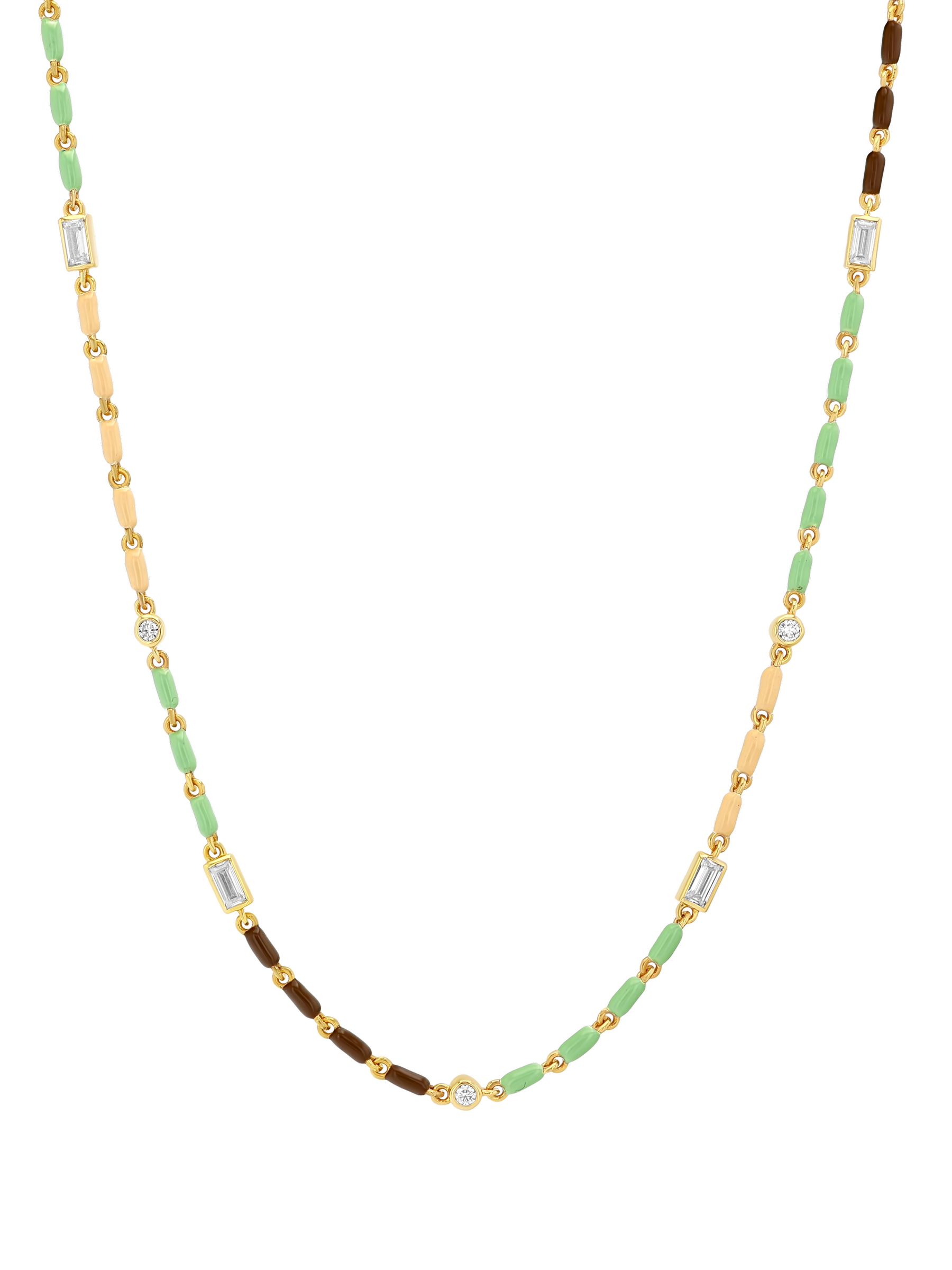 ENAMEL MOISSANITE NECKLACE IN TERRE, 18K GOLD VERMEIL