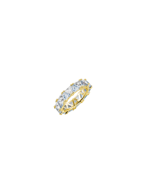 THEODORA DOUBLE TRILLION, LAB-GROWN AQUA SPINEL AND WHITE SAPPHIRE RING, GOLD