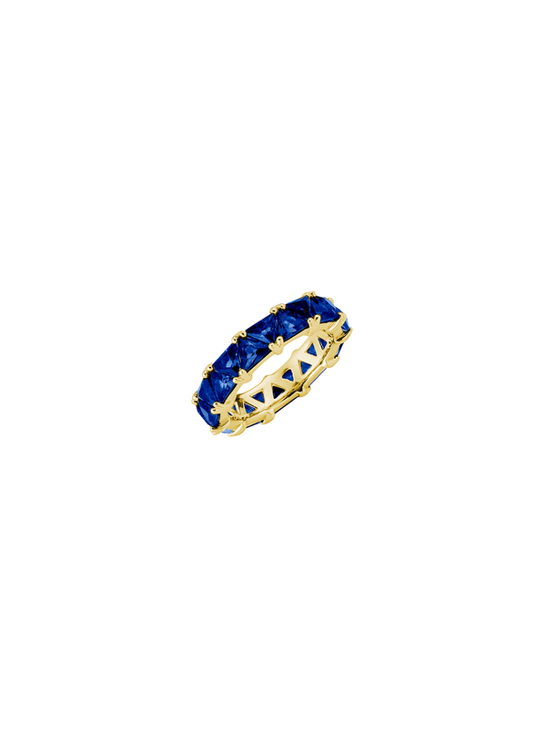 THEODORA DOUBLE TRILLION, LAB-GROWN BLUE SAPPHIRE RING, GOLD
