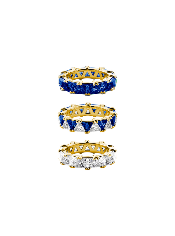 THEODORA DOUBLE TRILLION BLUE SAPPHIRE RING STACK, GOLD