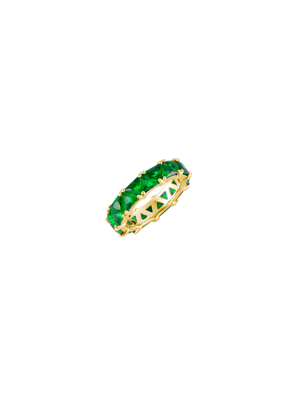 THEODORA DOUBLE TRILLION, LAB-GROWN EMERALD RING, GOLD