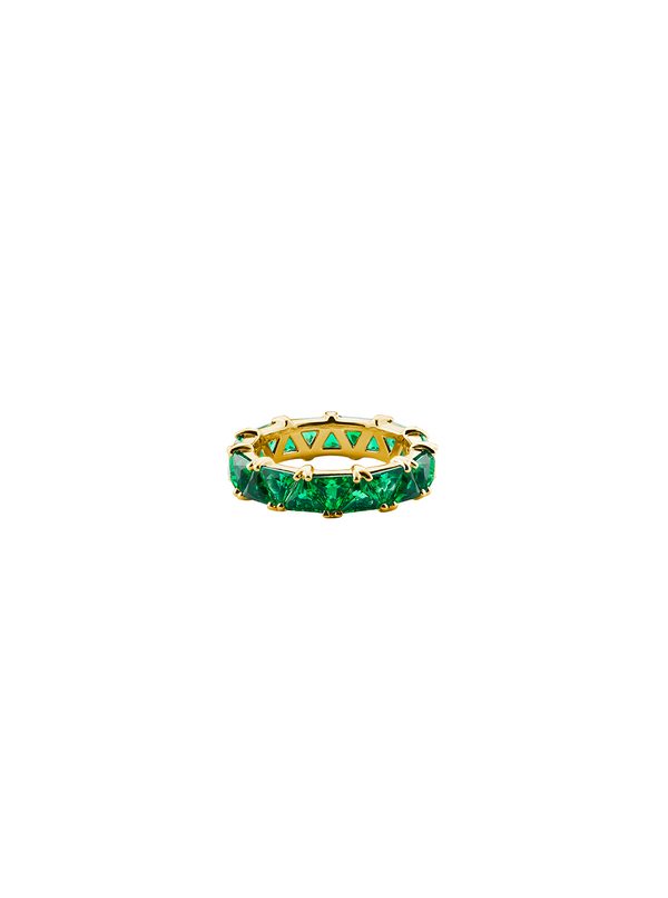THEODORA DOUBLE TRILLION, LAB-GROWN EMERALD RING, GOLD