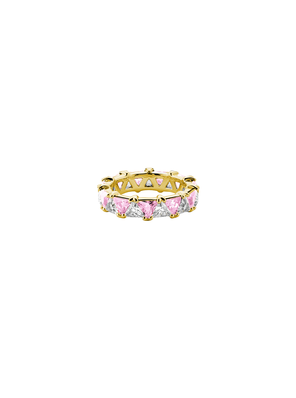 THEODORA DOUBLE TRILLION, LAB PINK AND WHITE SAPPHIRE RING, GOLD