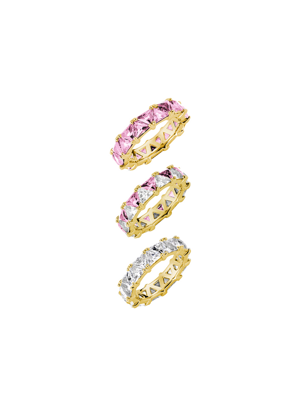 THEODORA DOUBLE TRILLION PINK SAPPHIRE RING STACK, GOLD