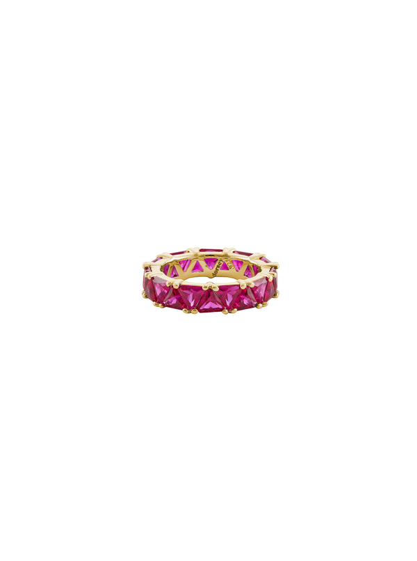 THEODORA DOUBLE TRILLION, LAB-GROWN RED SAPPHIRE RING, GOLD
