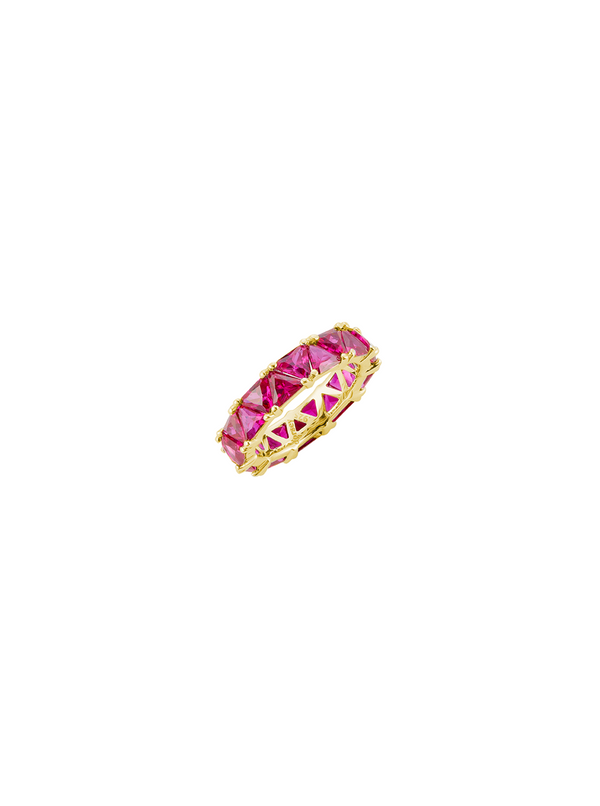 THEODORA DOUBLE TRILLION, LAB-GROWN RED SAPPHIRE RING, GOLD