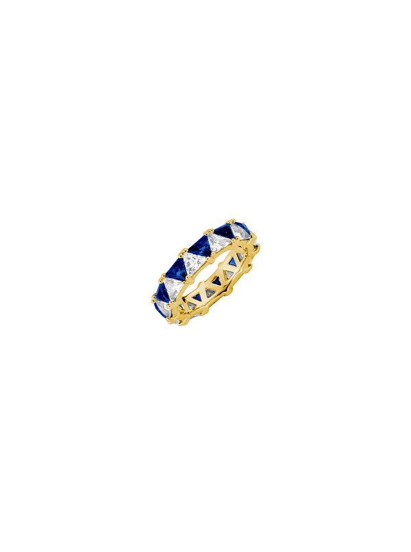 THEODORA DOUBLE TRILLION, LAB-GROWN BLUE AND WHITE SAPPHIRE RING, GOLD