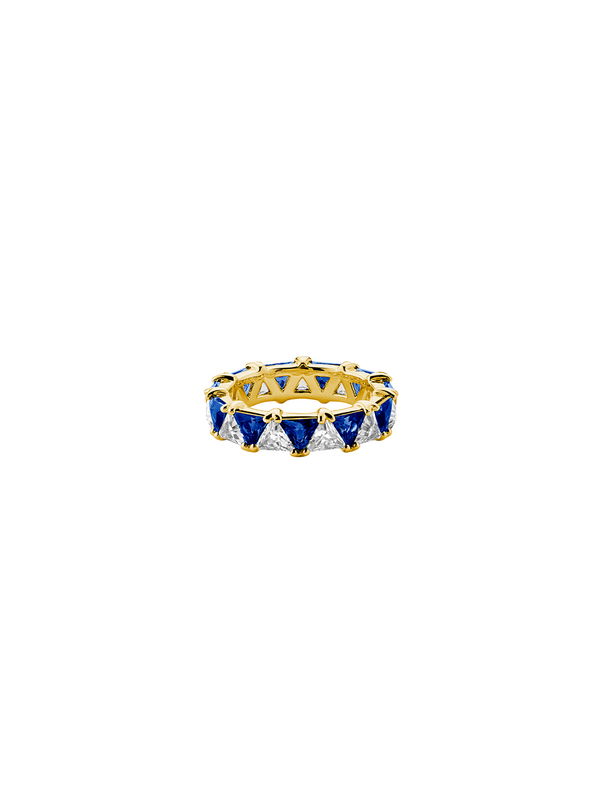 THEODORA DOUBLE TRILLION, LAB-GROWN BLUE AND WHITE SAPPHIRE RING, GOLD