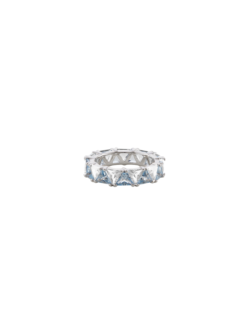 THEODORA DOUBLE TRILLION, LAB-GROWN AQUA SPINEL AND WHITE SAPPHIRE RING