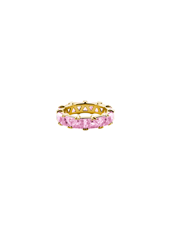 THEODORA DOUBLE TRILLION, LAB-GROWN PINK SAPPHIRE RING, GOLD