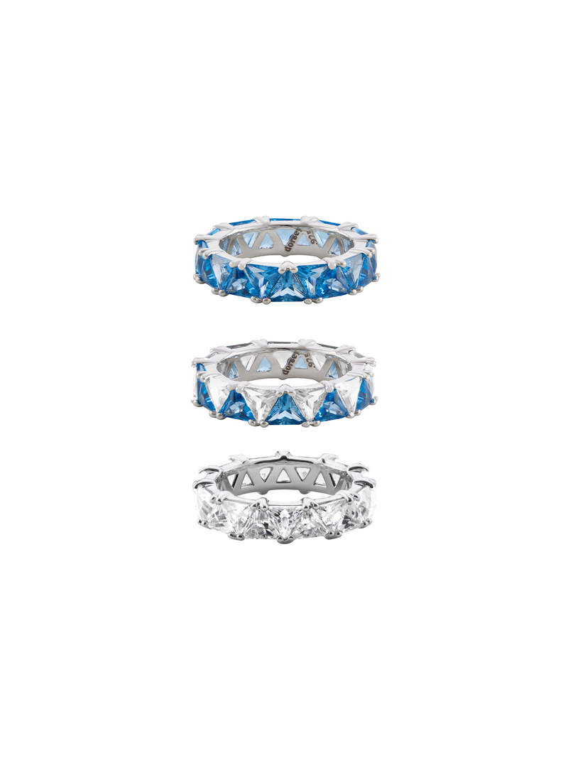 THEODORA DOUBLE TRILLION BLUE TOPAZ SPINEL RING STACK