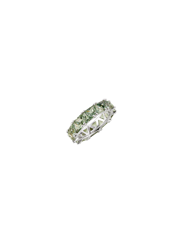 THEODORA DOUBLE TRILLION, LAB-GROWN LIGHT GREEN SPINEL RING
