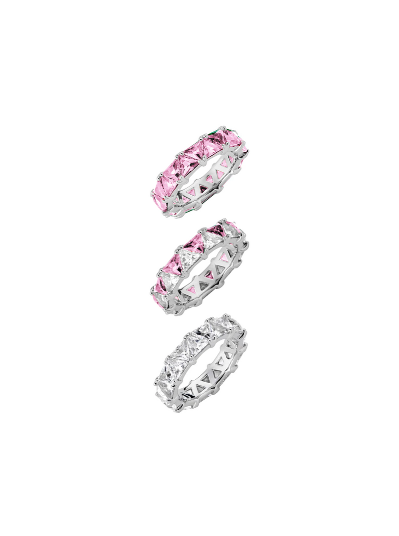 THEODORA DOUBLE TRILLION PINK SAPPHIRE RING STACK