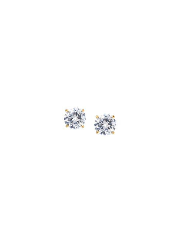 14K YELLOW GOLD CLASSIC 4-PRONG ROUND CUT, LAB DIAMOND STUDS