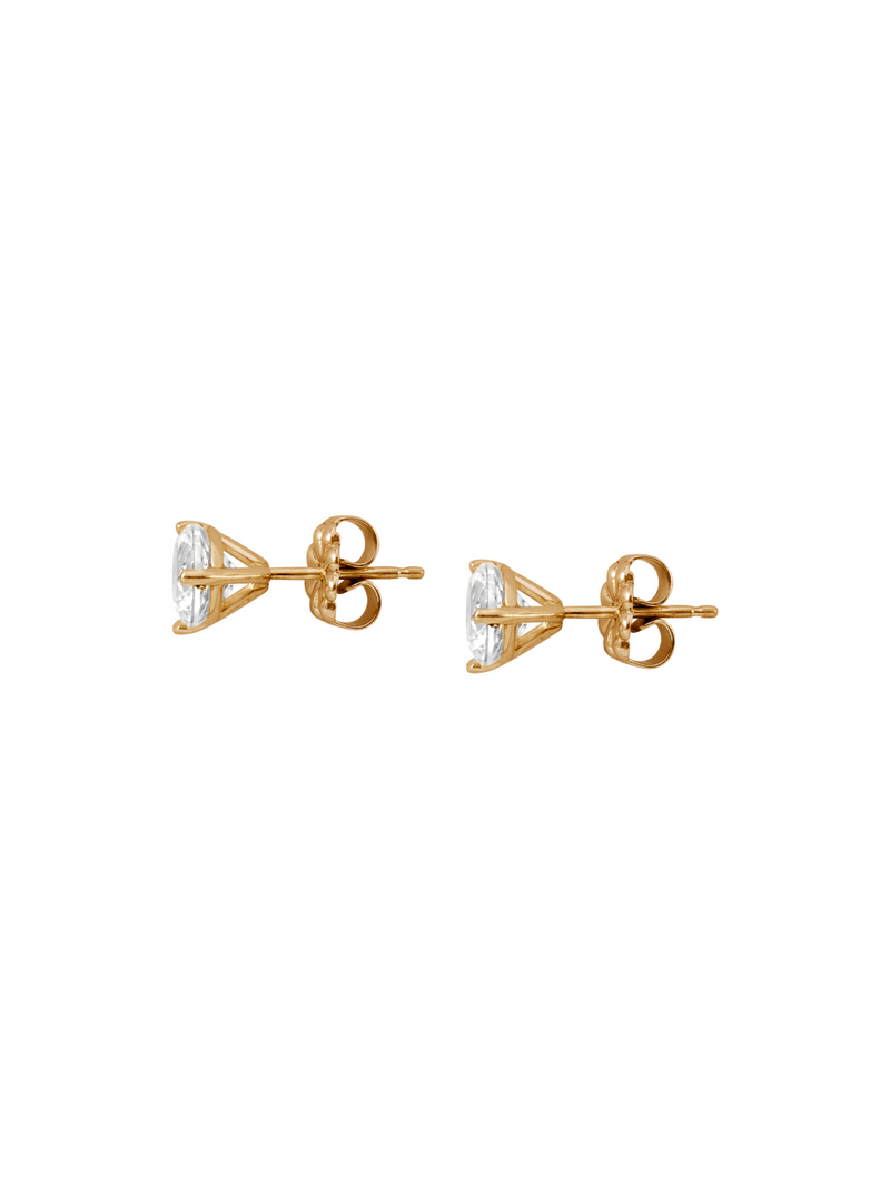 14K YELLOW GOLD CLASSIC 4-PRONG ROUND CUT, LAB-GROWN DIAMOND STUDS