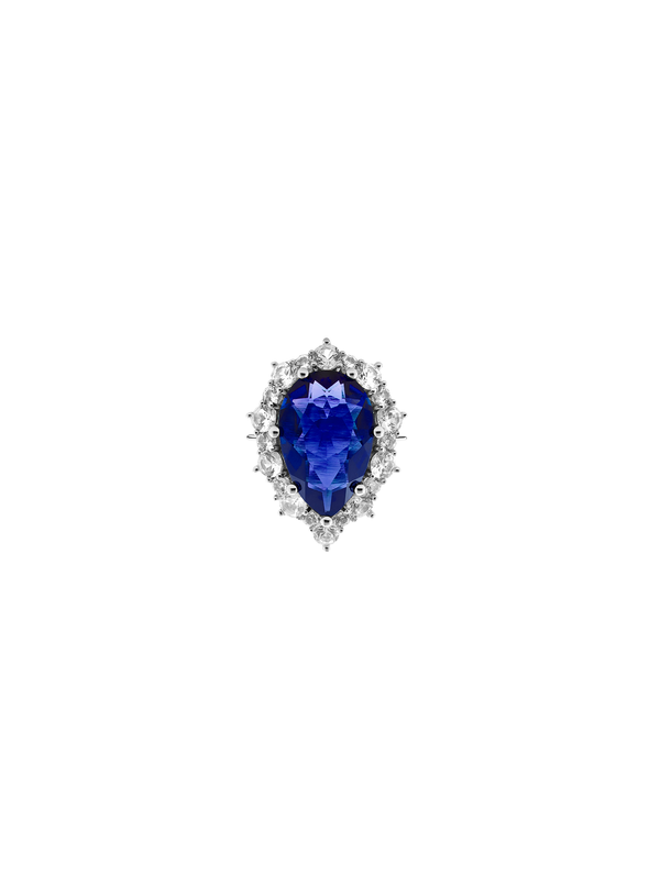 BARTLETT, LAB-GROWN BLUE SAPPHIRE RING, SILVER