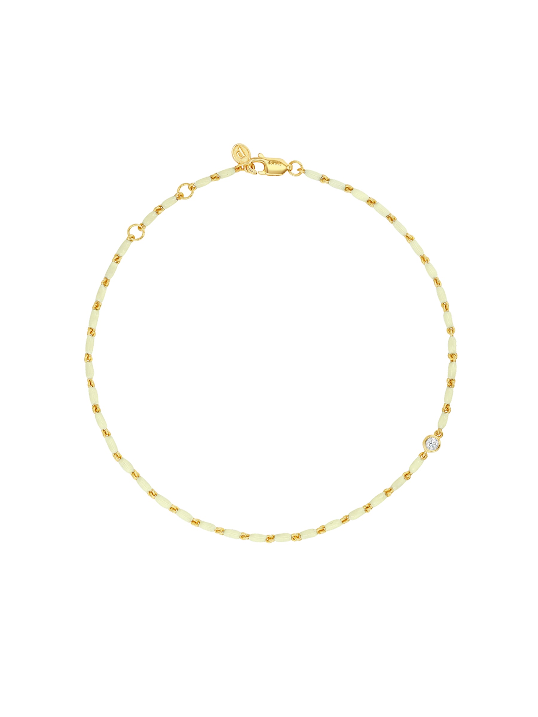 ENAMEL MOISSANITE ANKLET IN BEURRE, 18K GOLD VERMEIL
