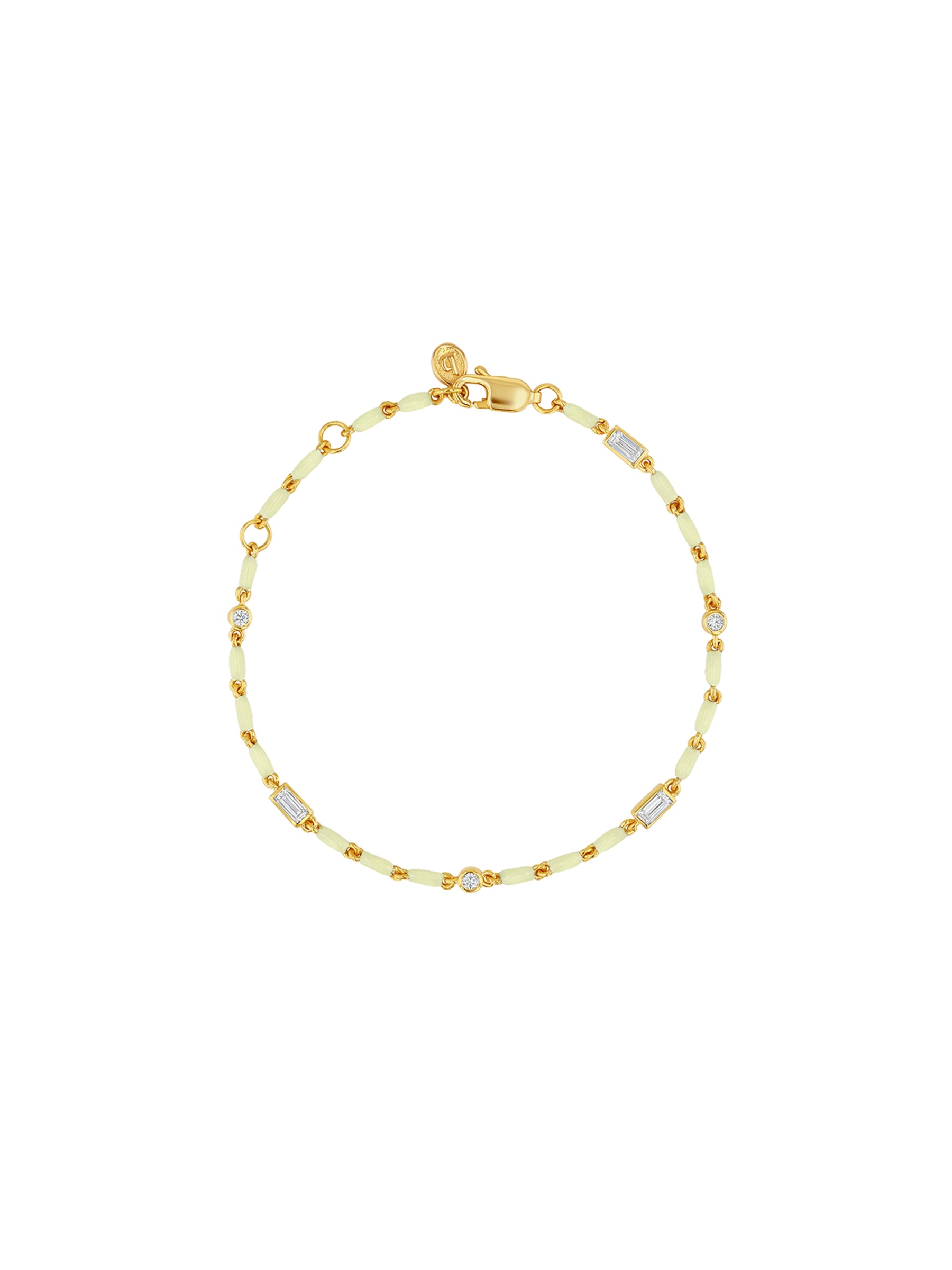 ENAMEL MOISSANITE BRACELET IN BEURRE, 18K GOLD VERMEIL