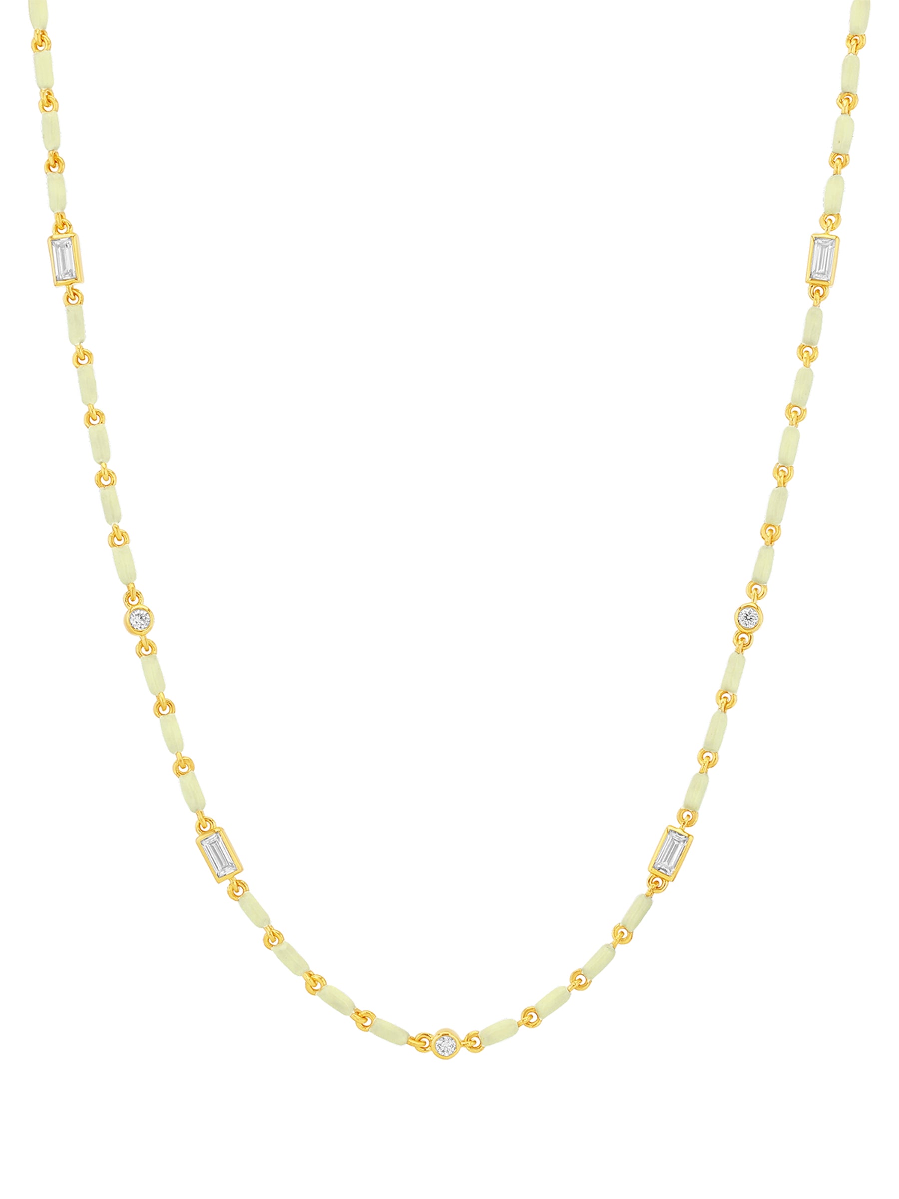 ENAMEL MOISSANITE NECKLACE IN BEURRE, 18K GOLD VERMEIL