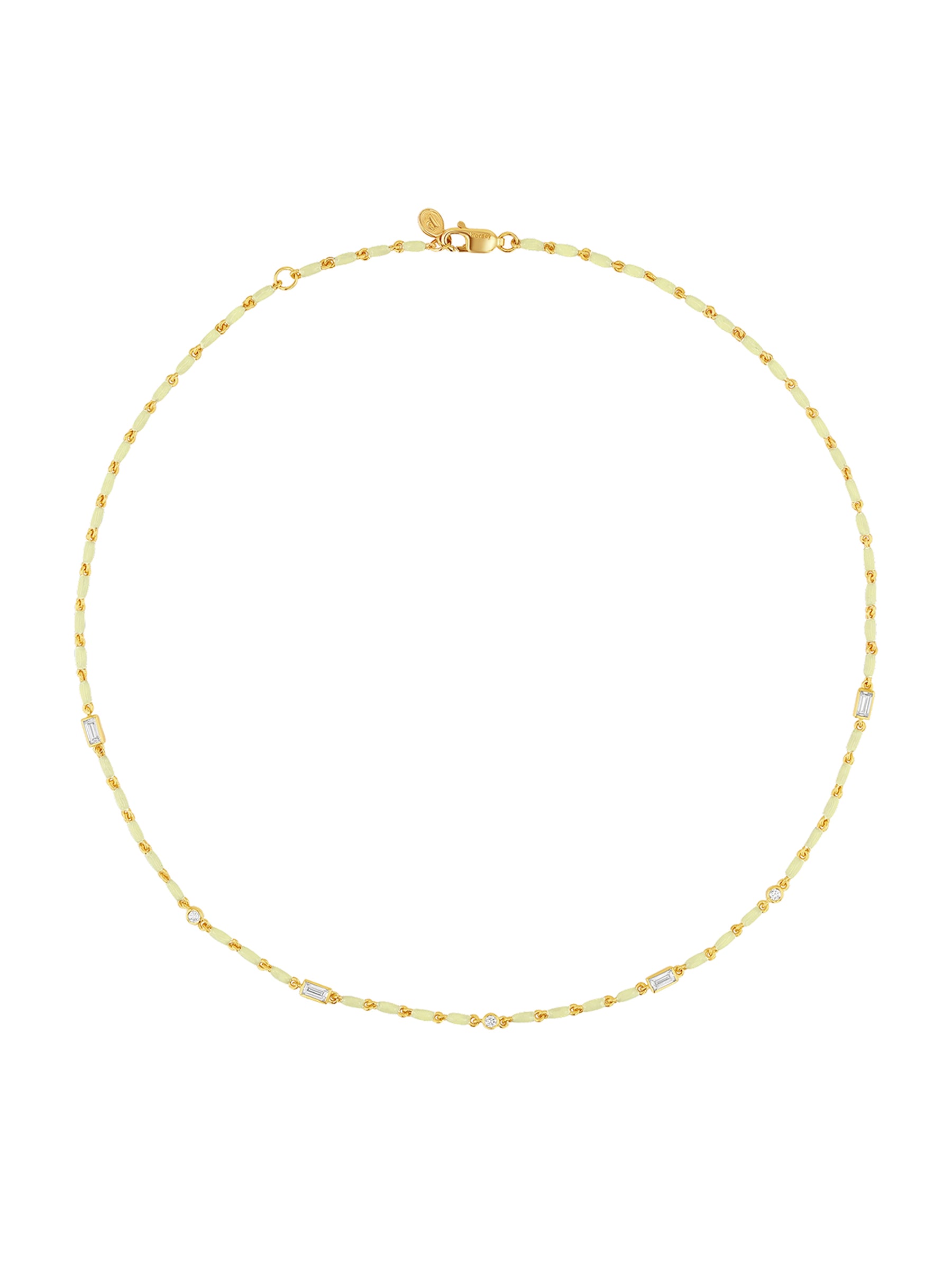 ENAMEL MOISSANITE NECKLACE IN BEURRE, 18K GOLD VERMEIL
