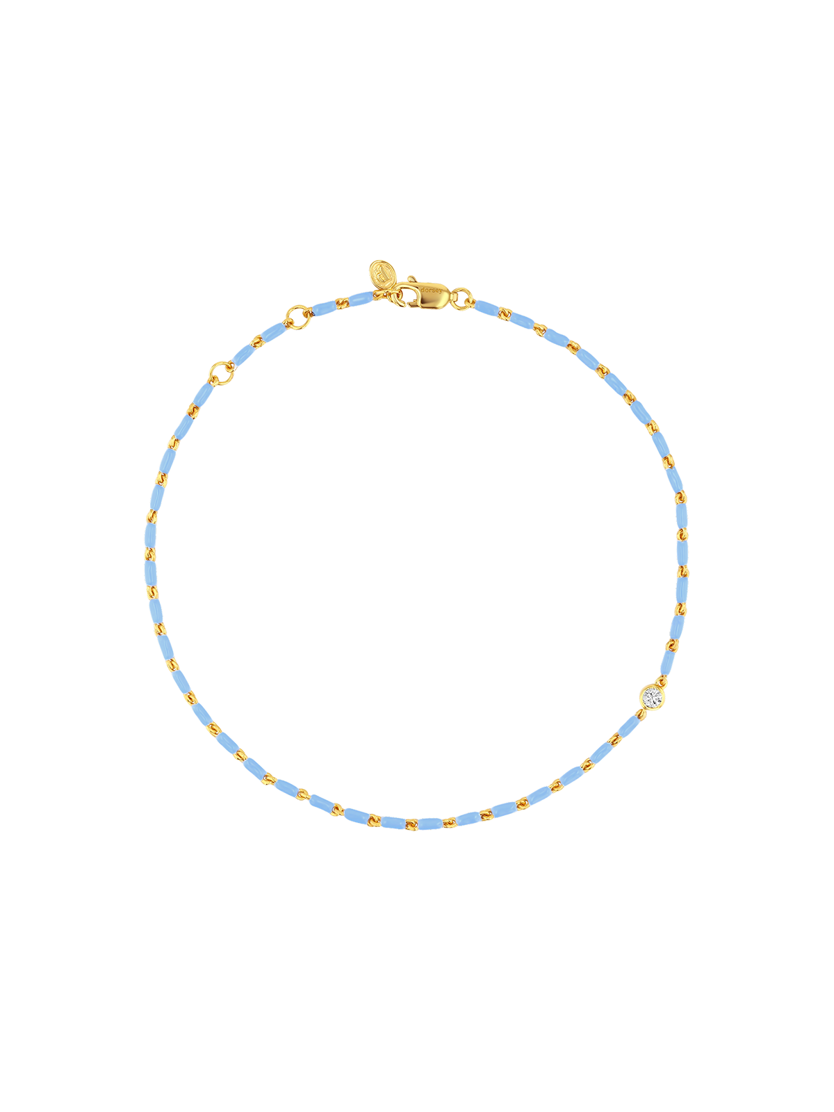 ENAMEL MOISSANITE ANKLET IN BLEUET, 18K GOLD VERMEIL