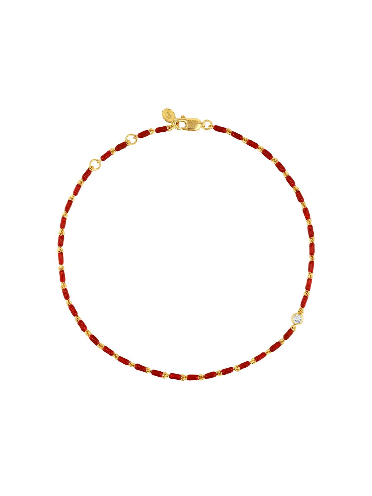 ENAMEL MOISSANITE ANKLET IN BORDEAUX, 18K GOLD VERMEIL