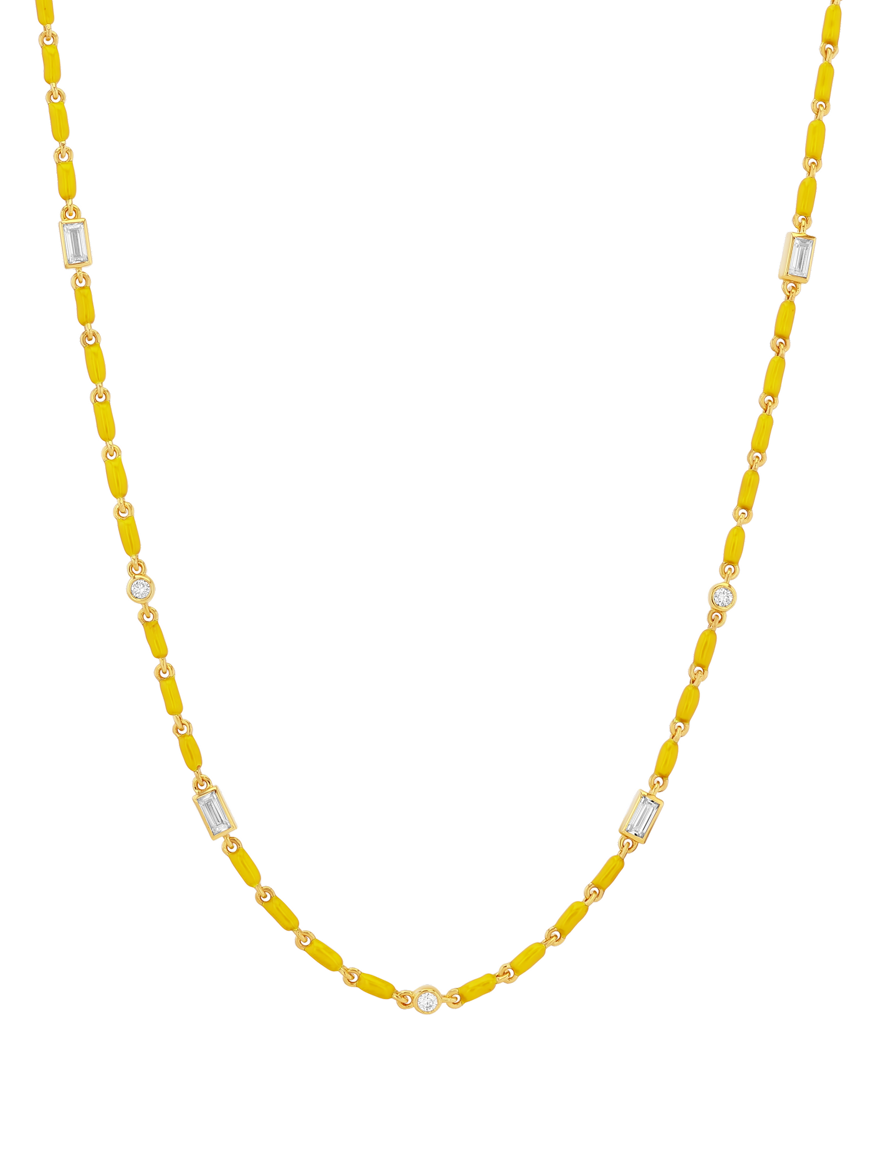ENAMEL MOISSANITE NECKLACE IN CITRON, 18K GOLD VERMEIL