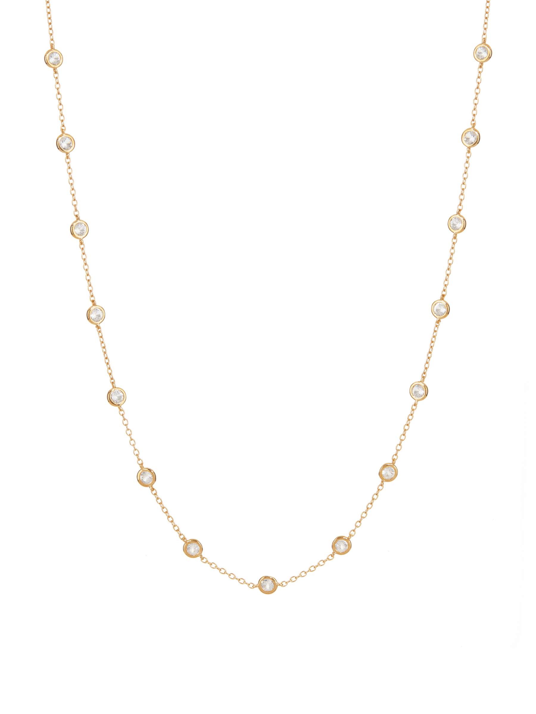 CLEMENCE NECKLACE IN 1.50 CTS LAB WHITE SAPPHIRE, 18K GOLD VERMEIL