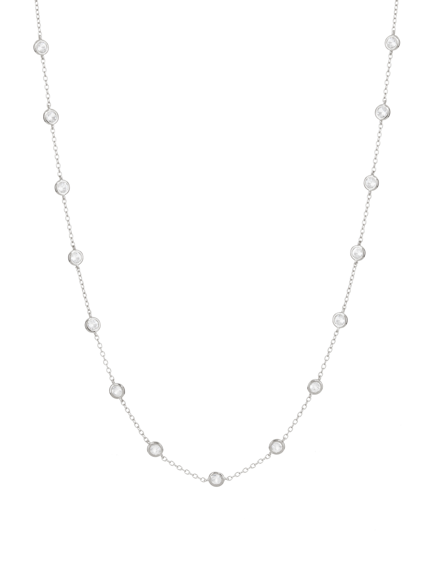 CLEMENCE NECKLACE IN 1.50 CTS LAB WHITE SAPPHIRE, STERLING SILVER